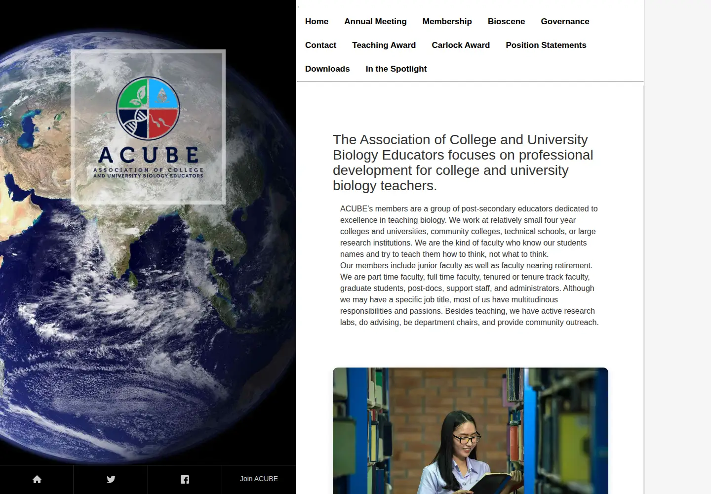 Captured homepage of acube.org in the current scan