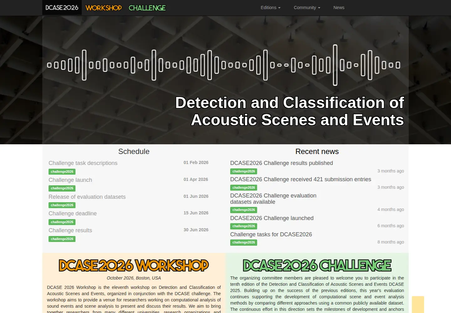 Screenshot of dcase.community