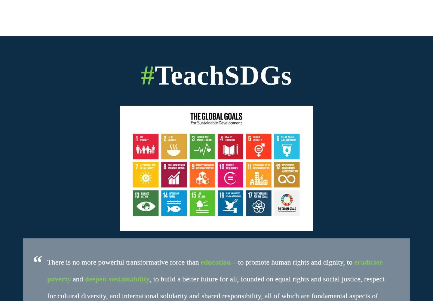 Screenshot of teachsdgs.org
