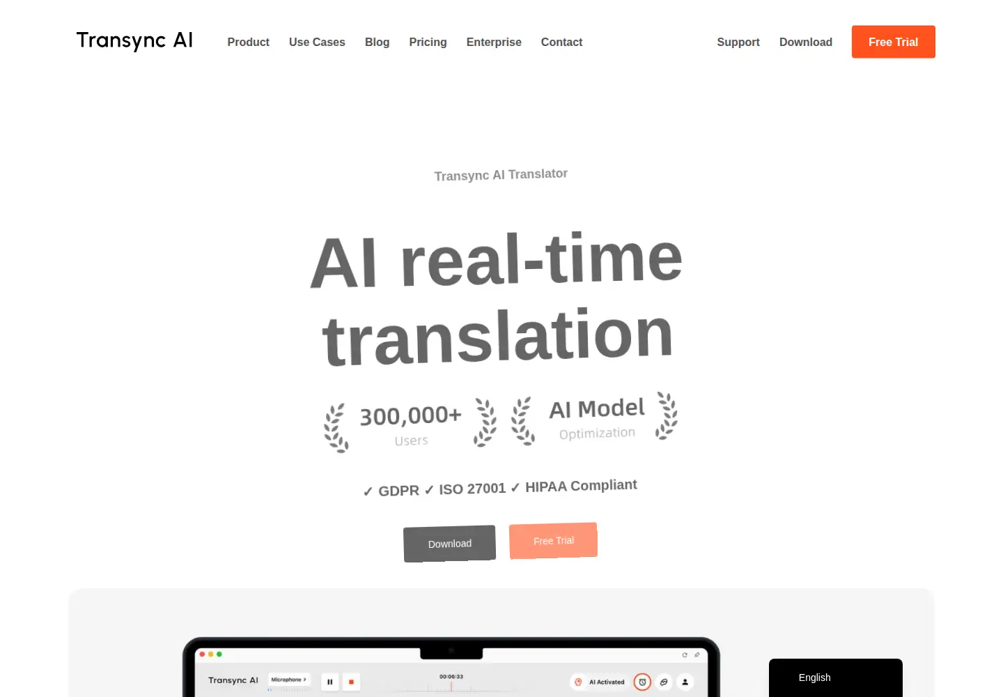 Screenshot of transyncai.com