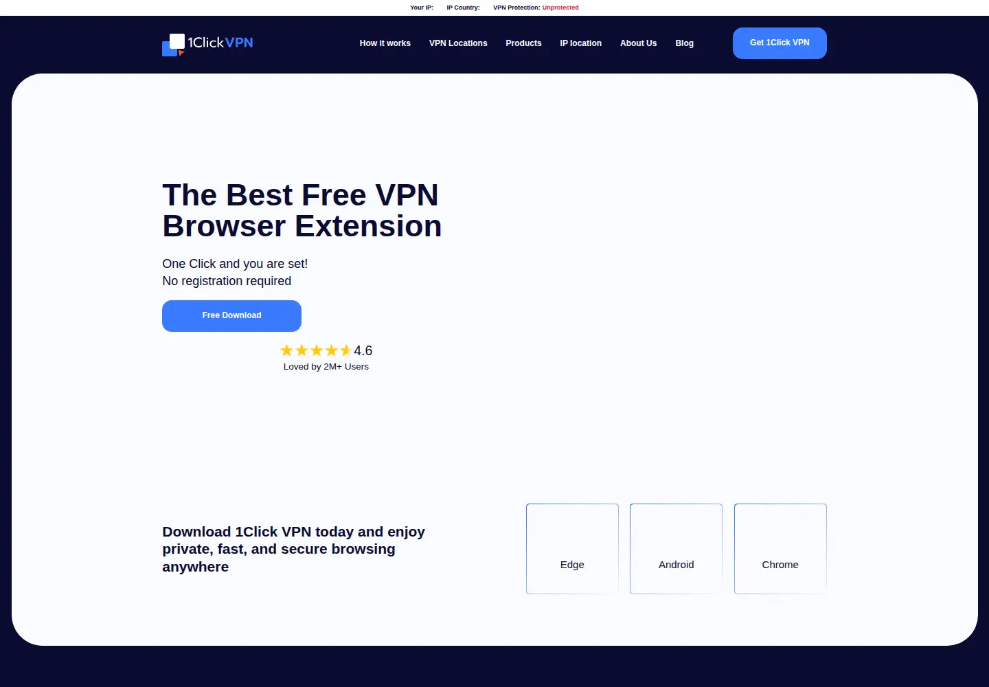 Screenshot of 1clickvpn.com