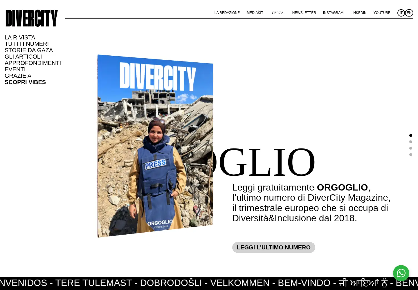 Captured homepage of divercitymag.it in the current scan
