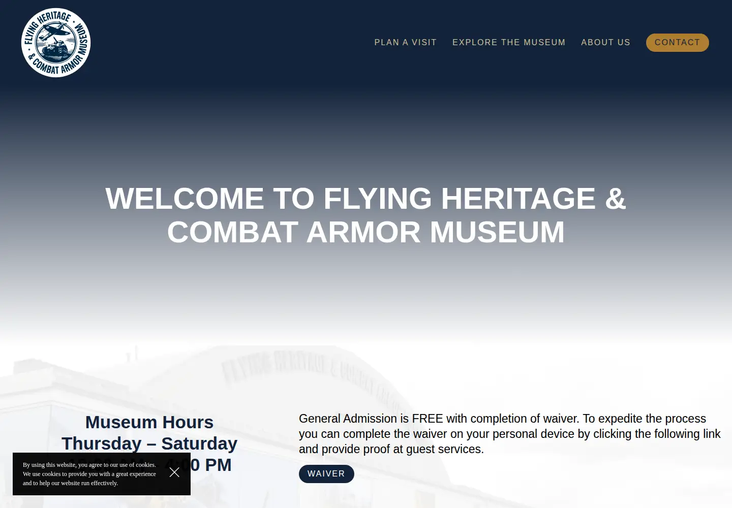 Captured homepage of flyingheritage.org in the current scan
