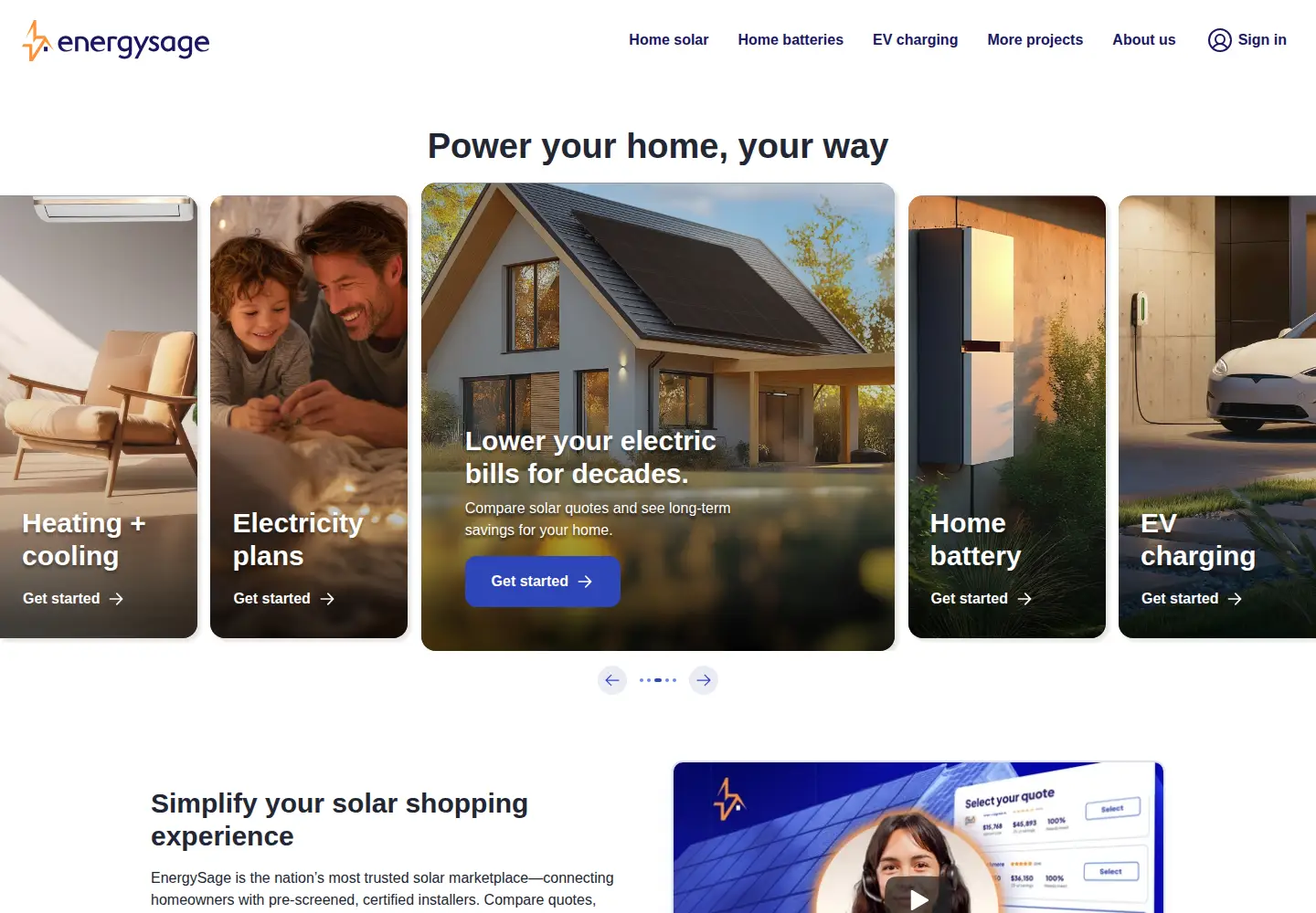 Screenshot of energysage.com