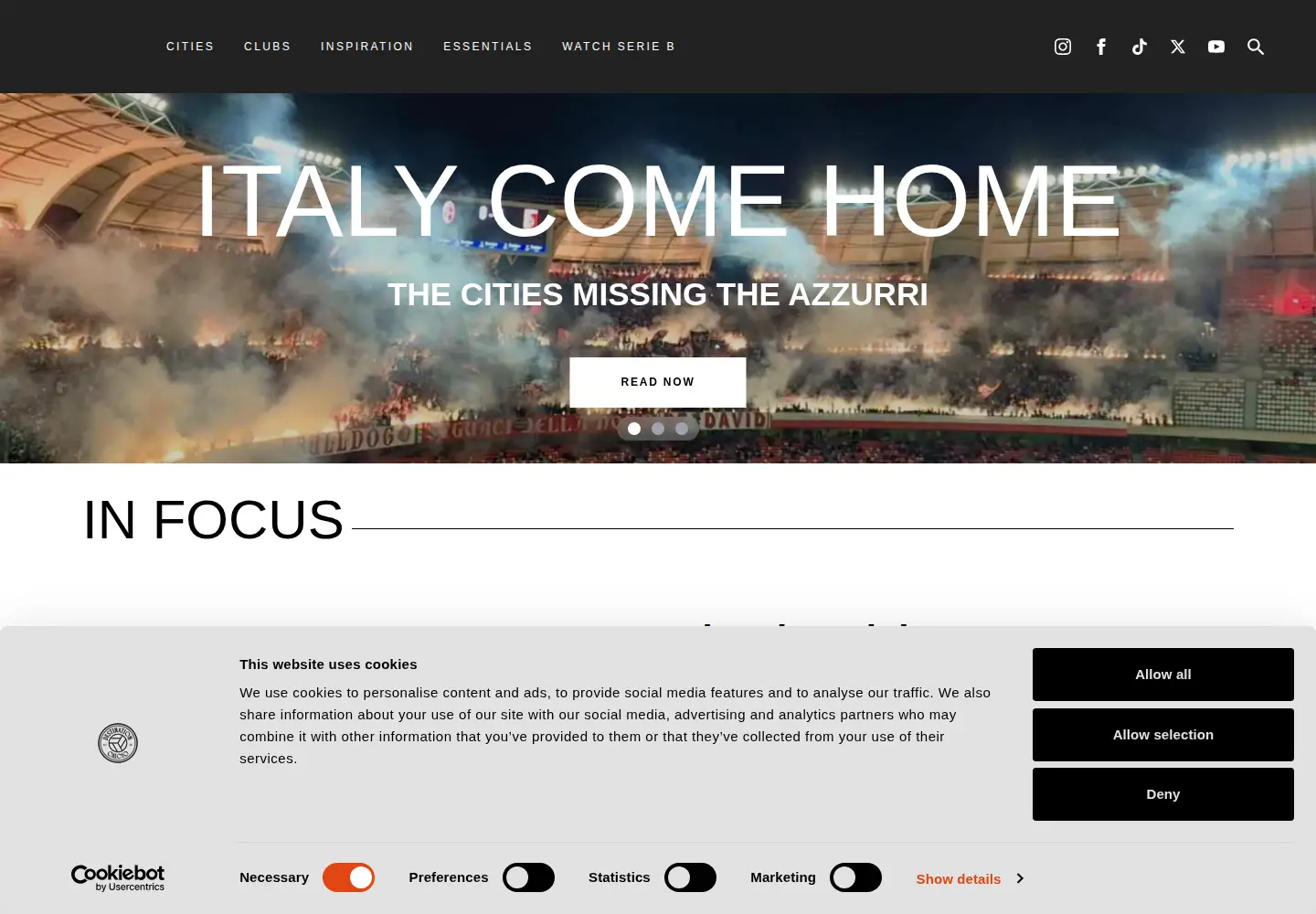 Screenshot of destinationcalcio.com