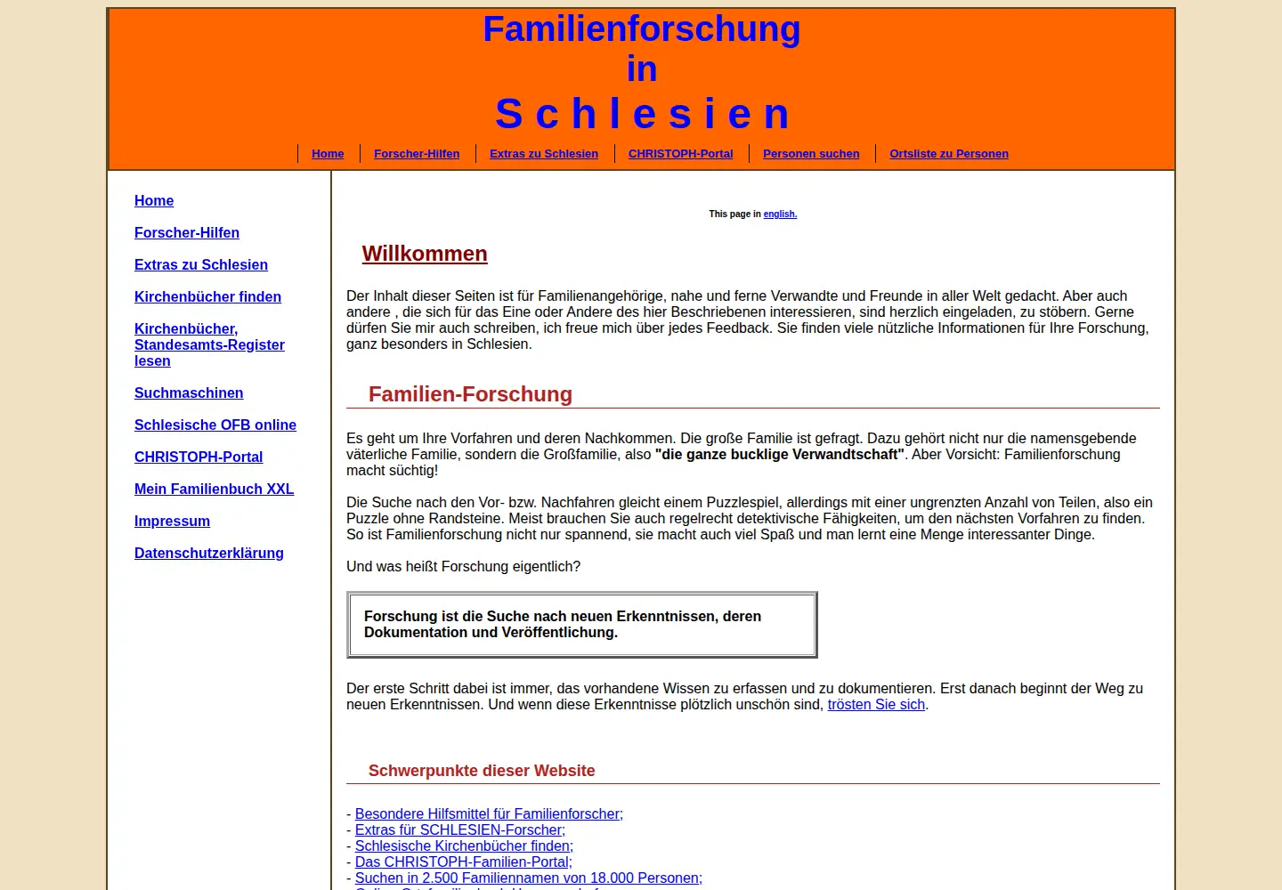 Captured homepage of christoph-www.de in the current scan