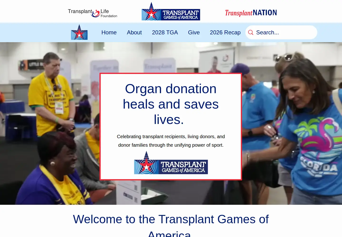 Screenshot of transplantgamesofamerica.org