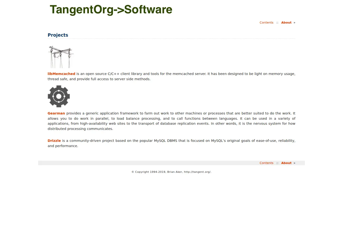 Captured homepage of tangent.org in the current scan