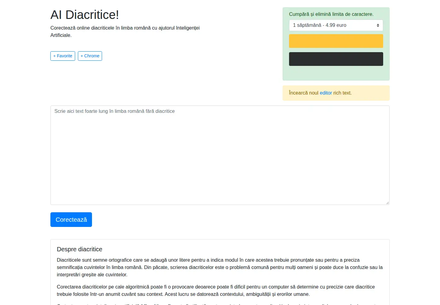 Screenshot of diacritice.ai