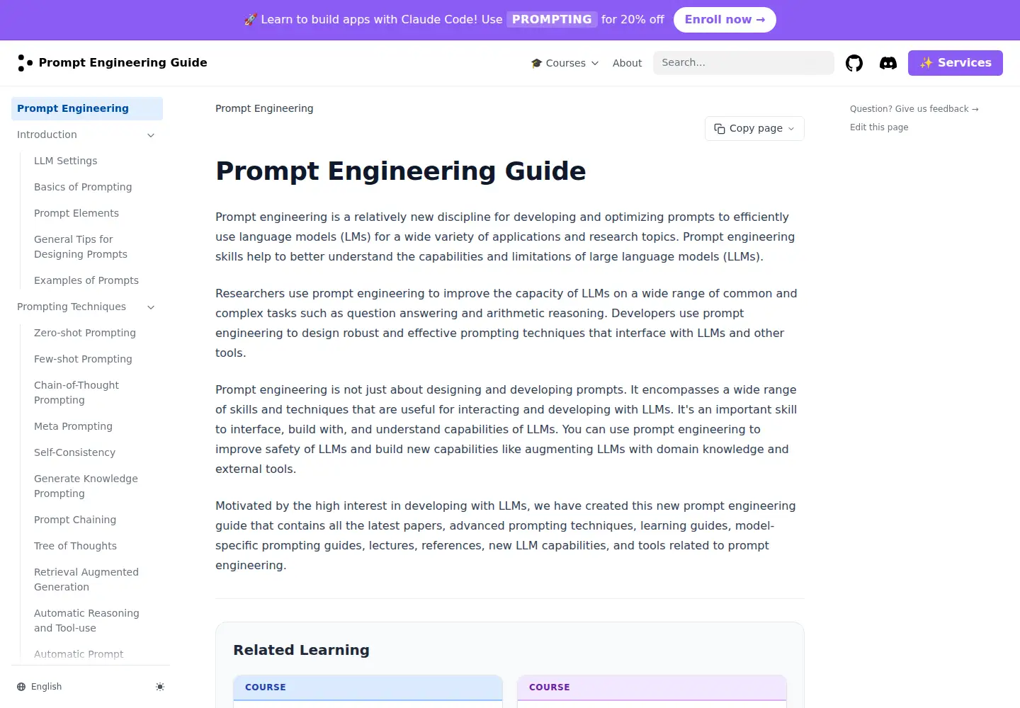 Screenshot of promptingguide.ai