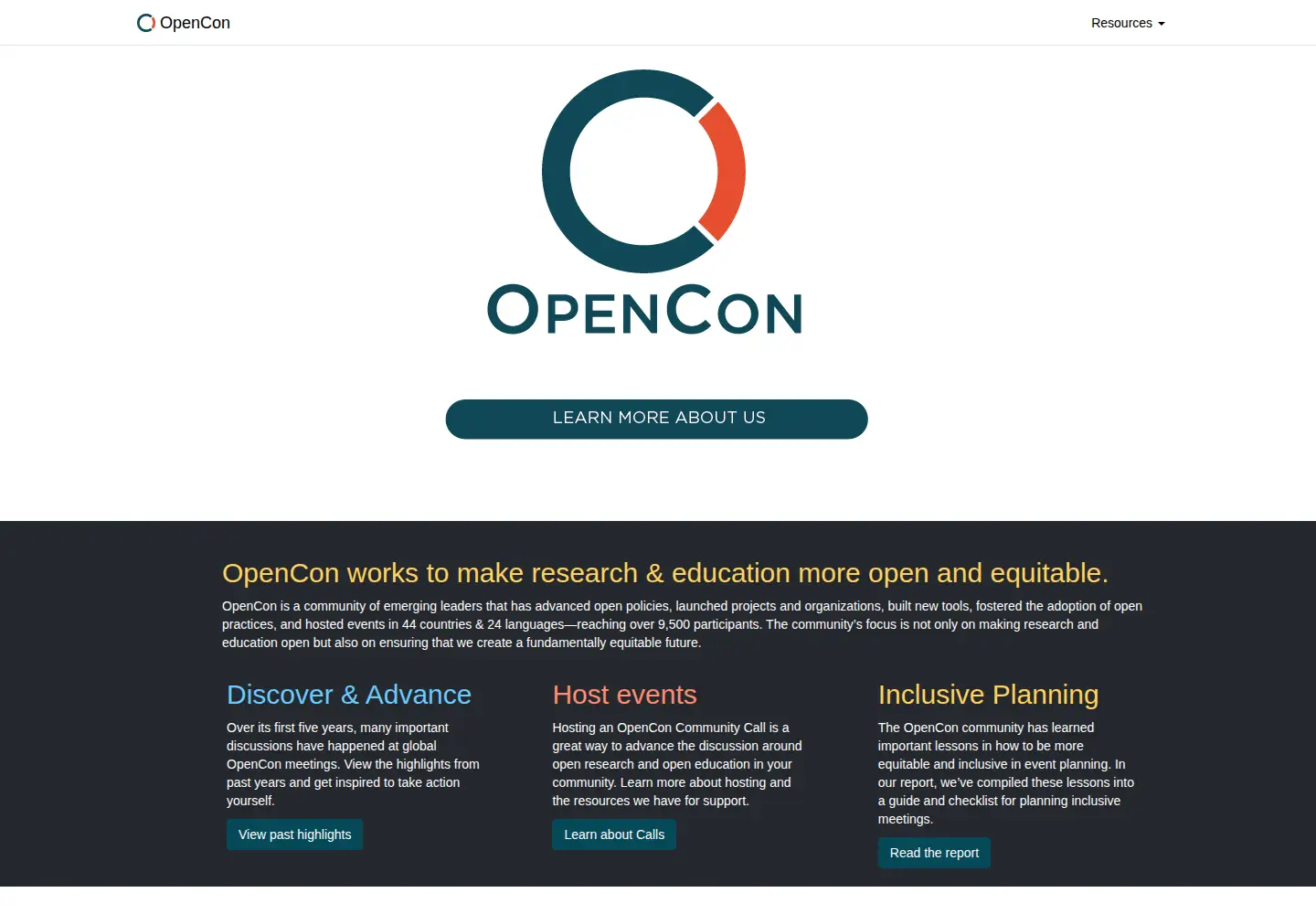 Captured homepage of opencon2018.org in the current scan
