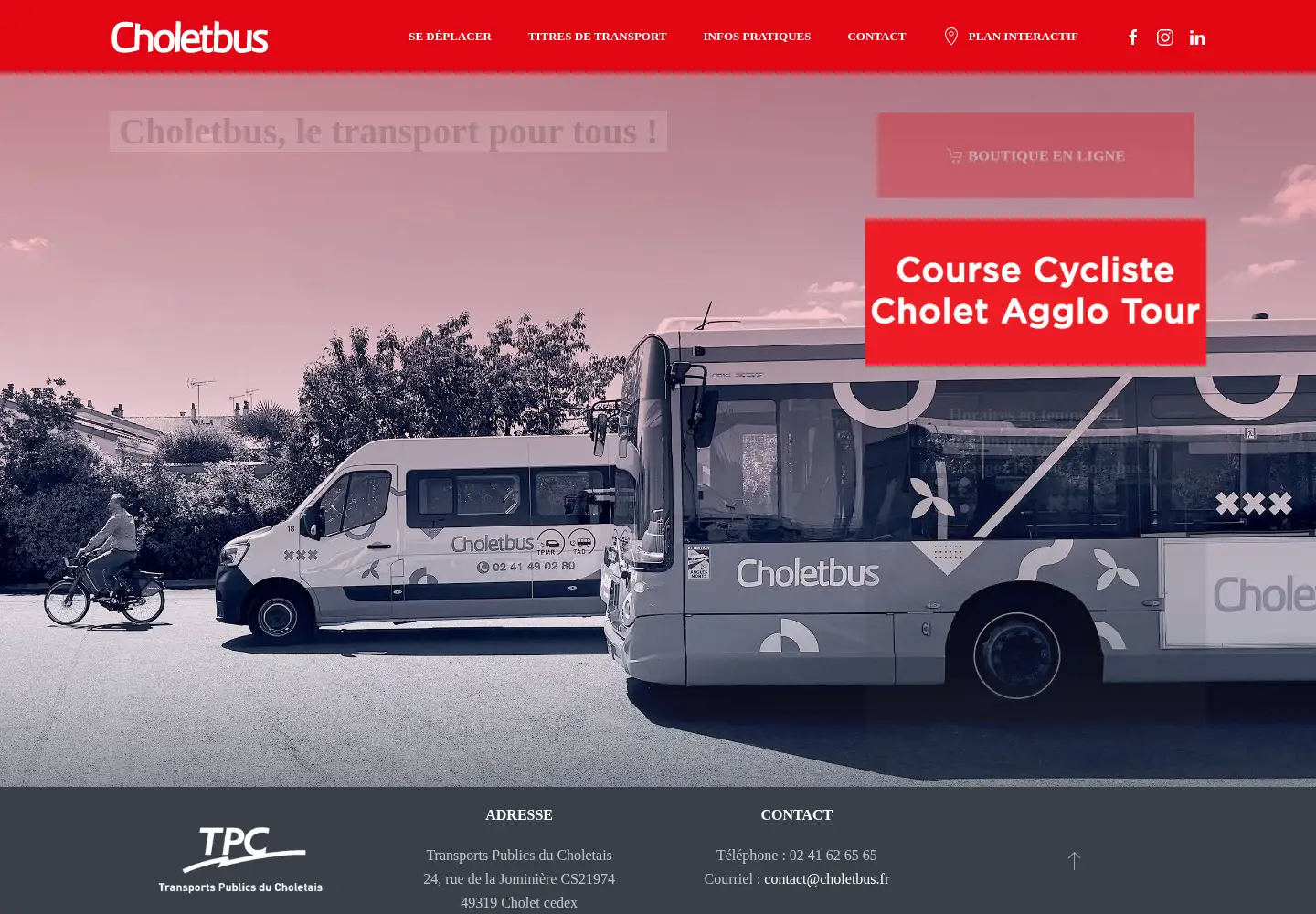 Captured homepage of choletbus.fr in the current scan