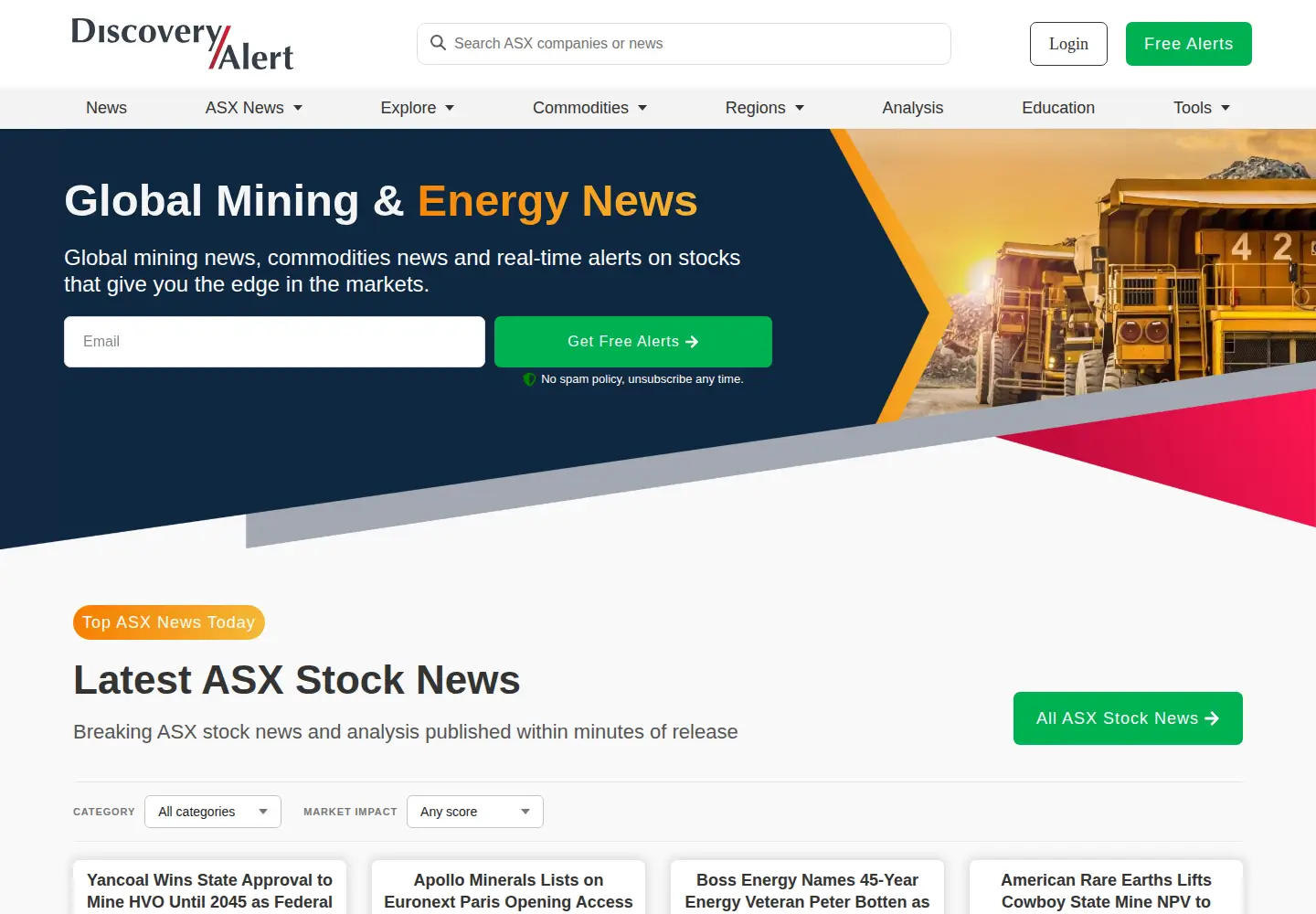 Screenshot of discoveryalert.com.au