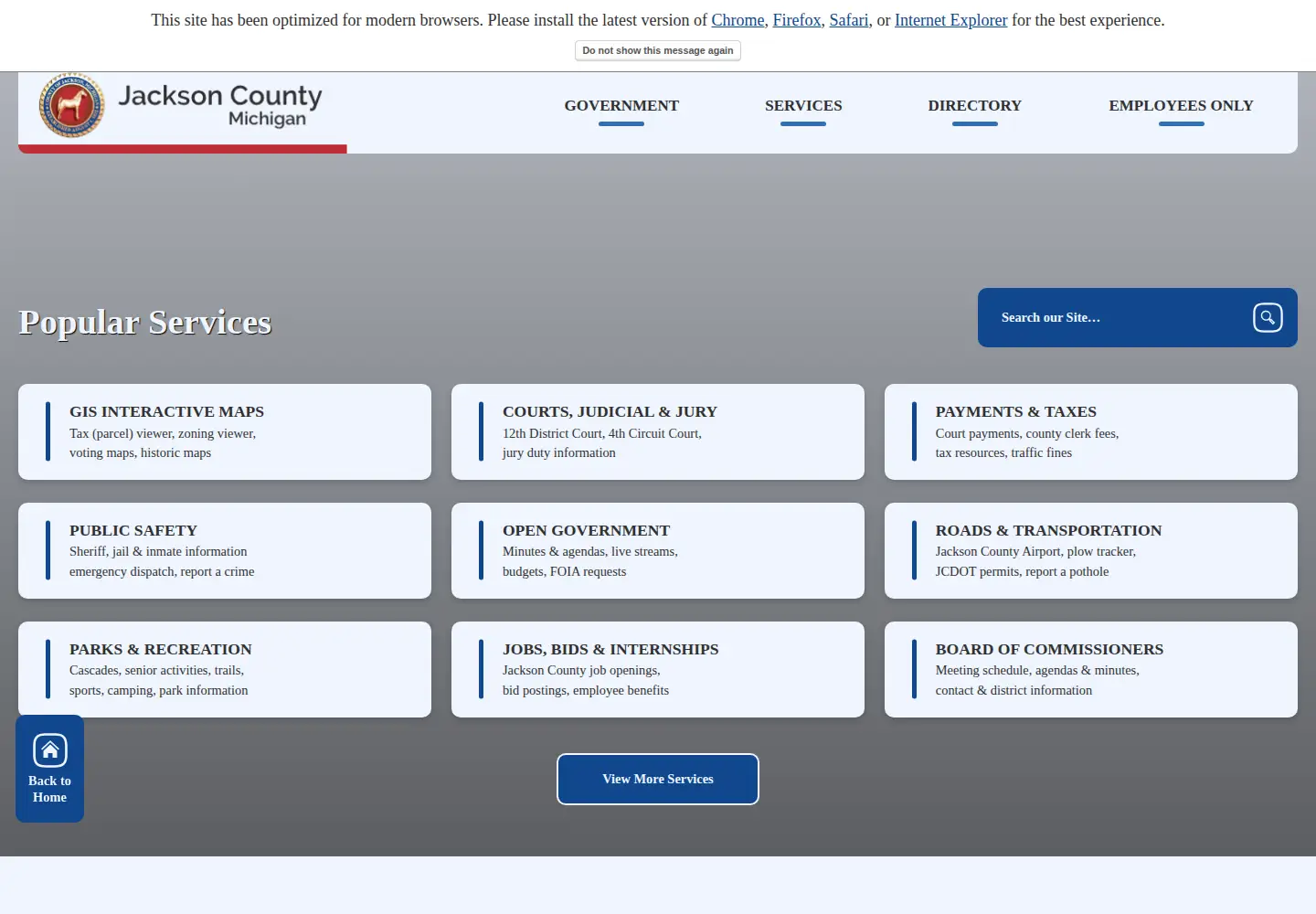 Captured homepage of mijackson.org in the current scan