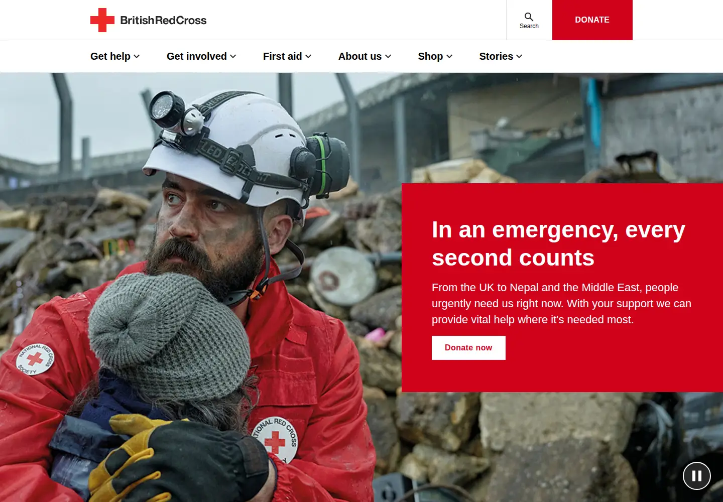 Screenshot of redcross.org.uk