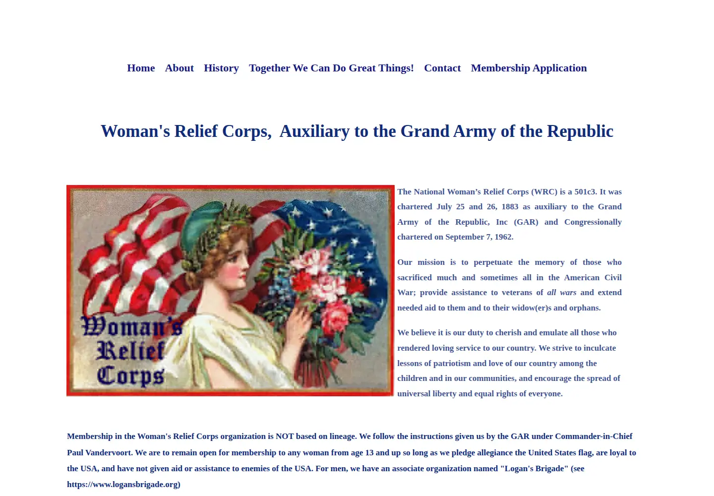 Screenshot of womansreliefcorps.org