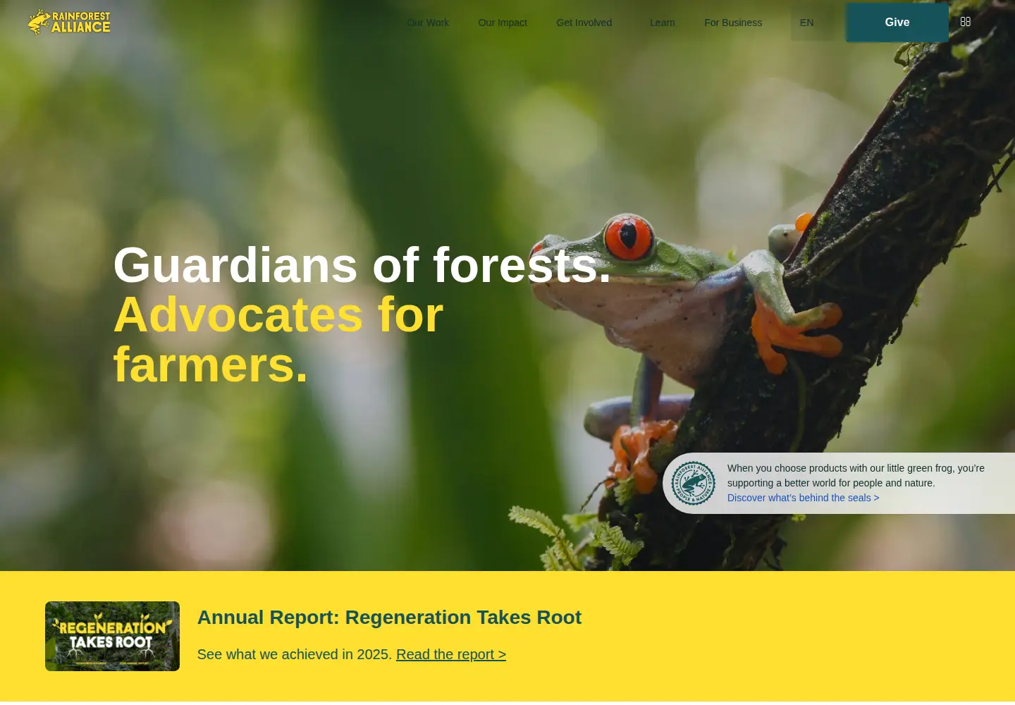 Screenshot of rainforest-alliance.org