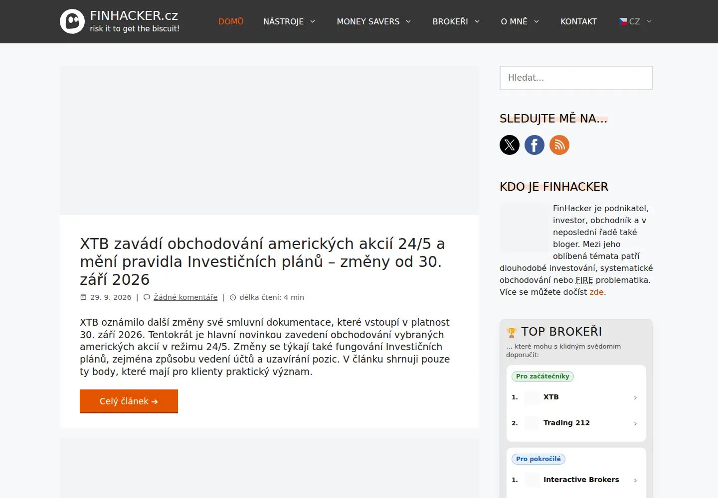 Screenshot of finhacker.cz