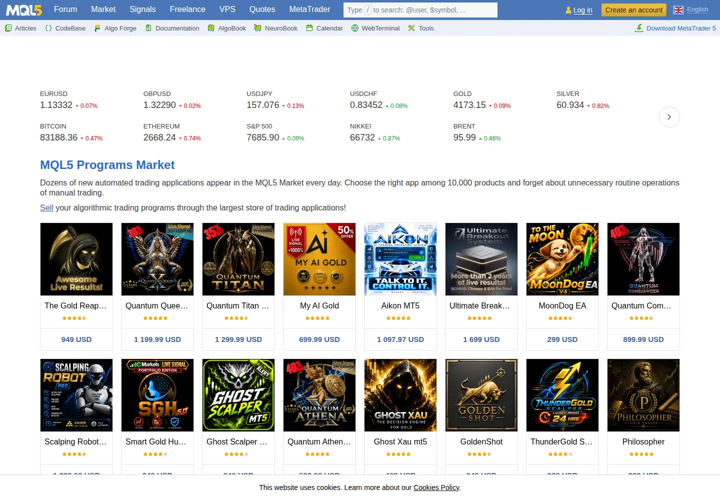 Screenshot of mql5.com