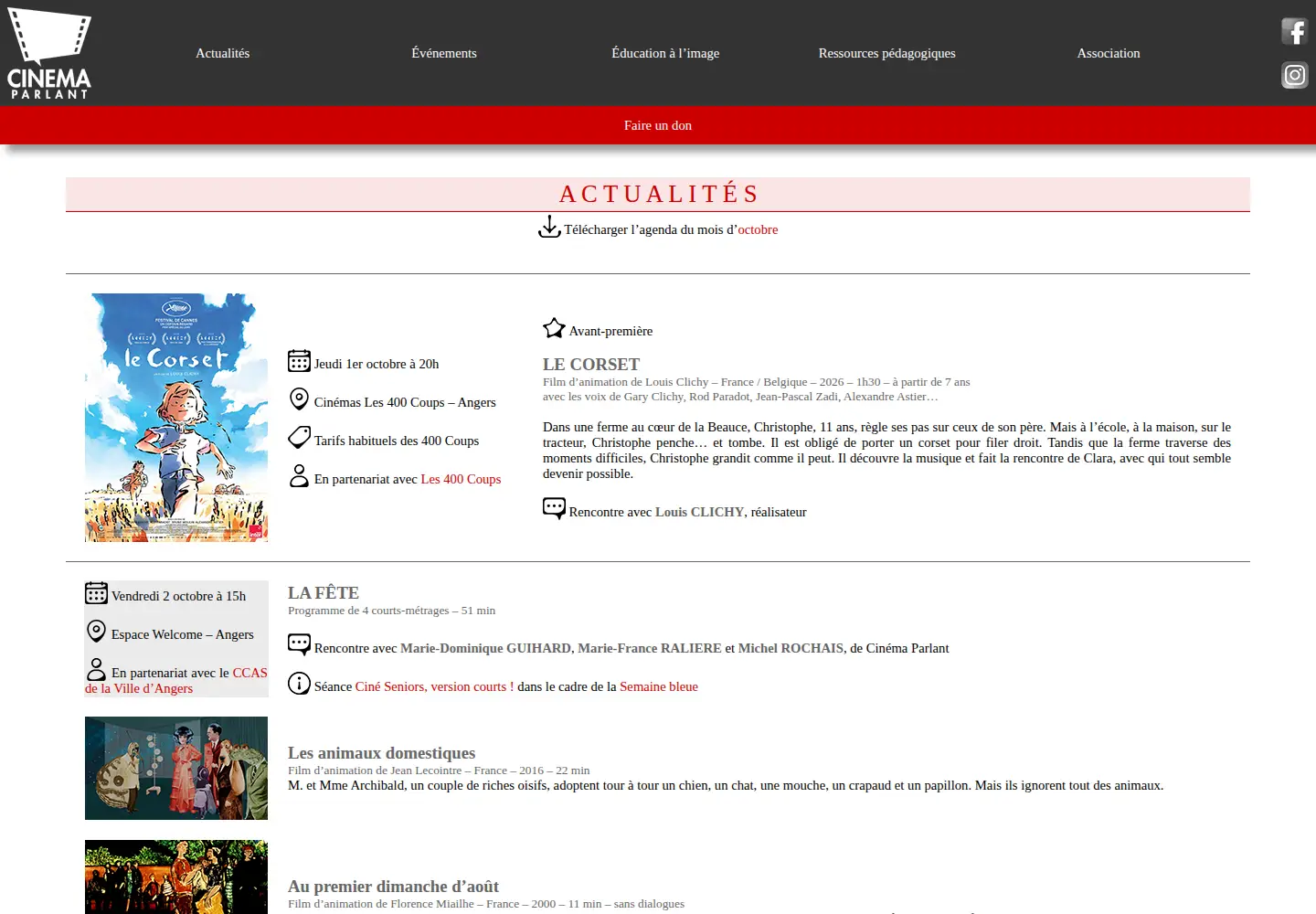 Screenshot of cinemaparlant.com