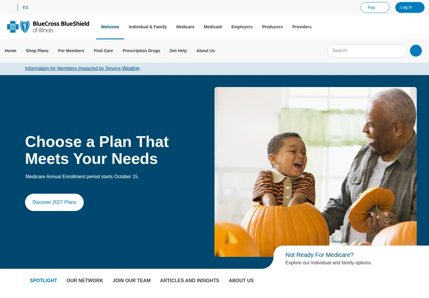 Screenshot of bcbsil.com