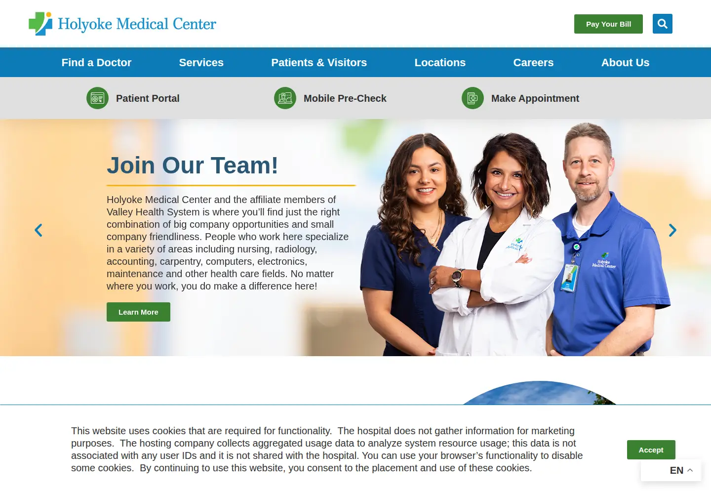 Screenshot of holyokehealth.com