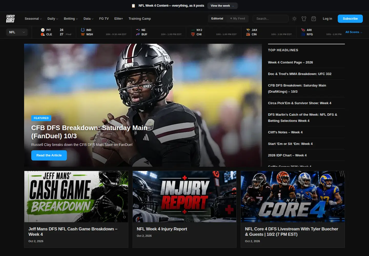 Screenshot of fantasyguru.com