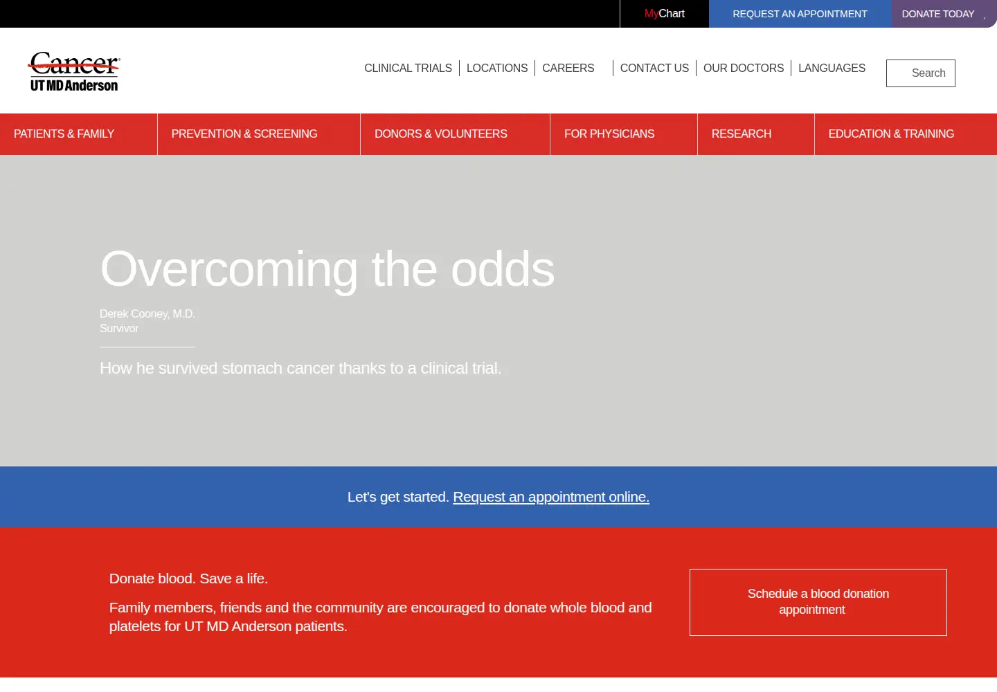 Screenshot of mdanderson.org