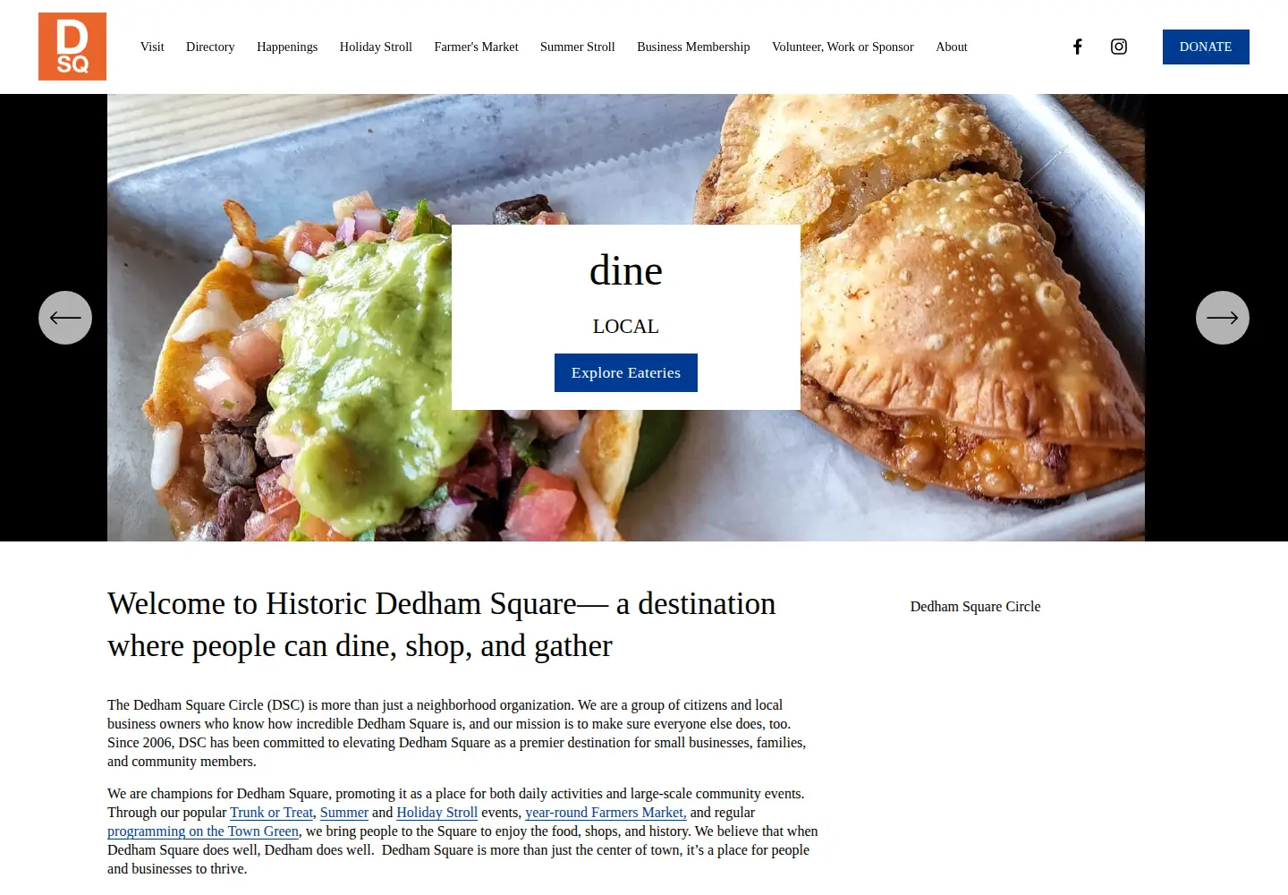 Screenshot of dedhamsquarecircle.org
