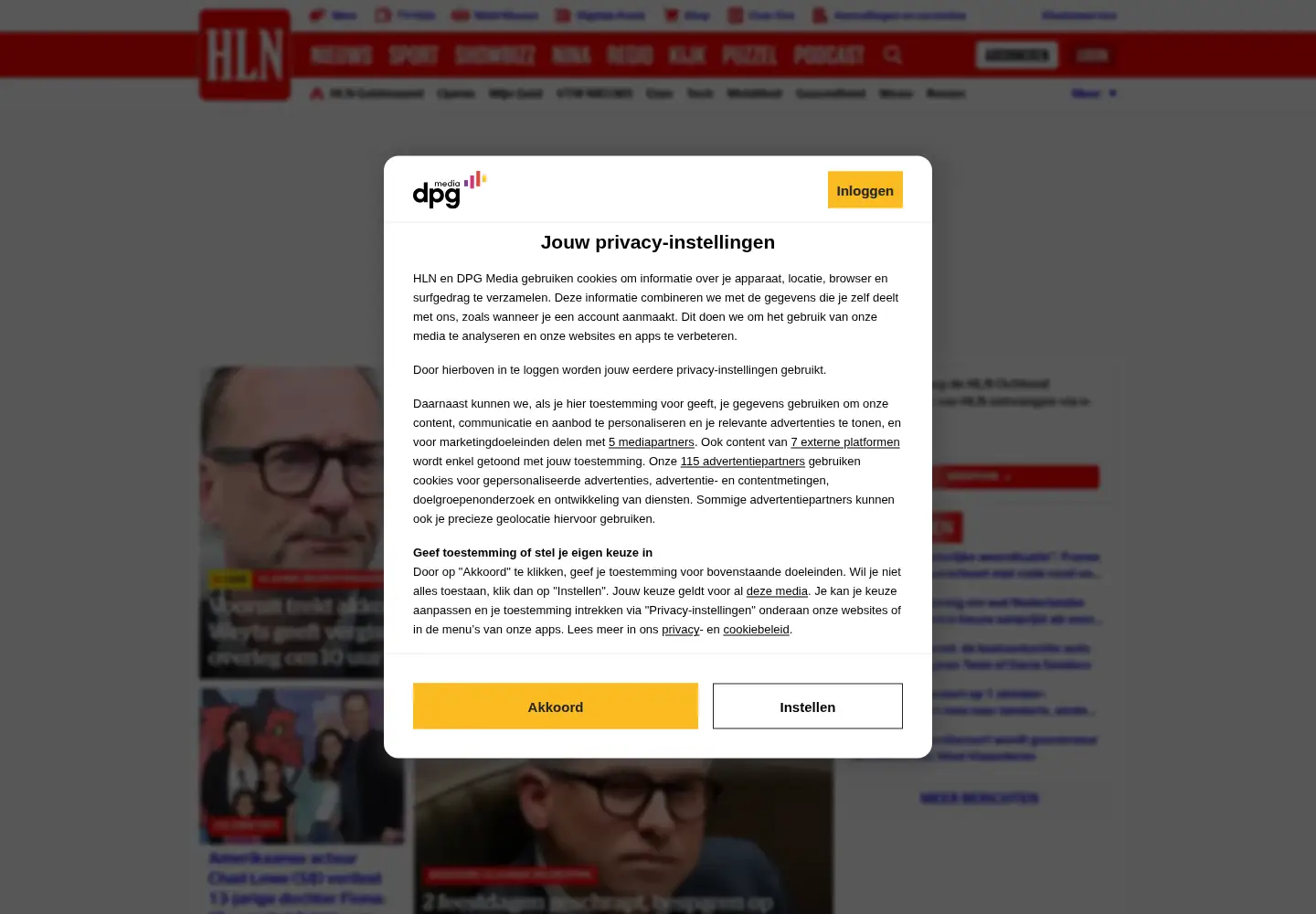 Screenshot of hln.be