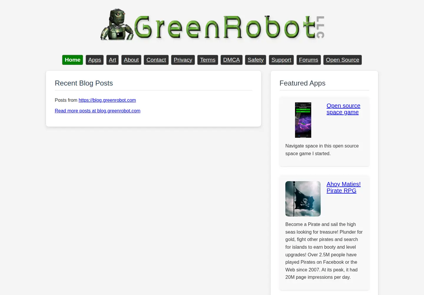 Screenshot of greenrobot.com