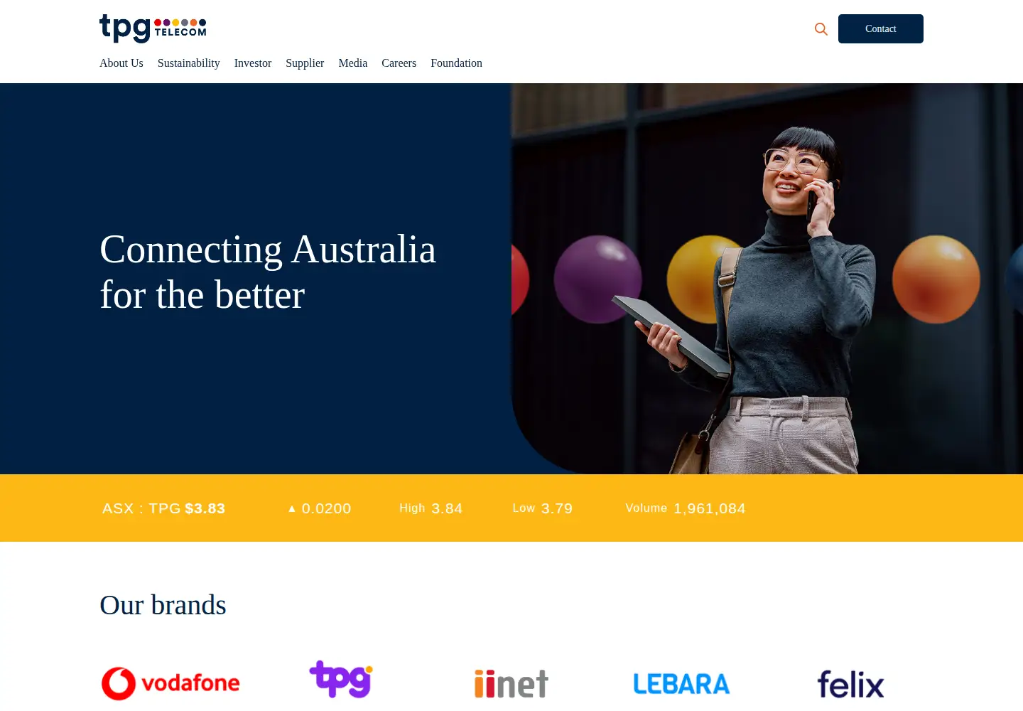 Captured homepage of tpgtelecom.com.au in the current scan