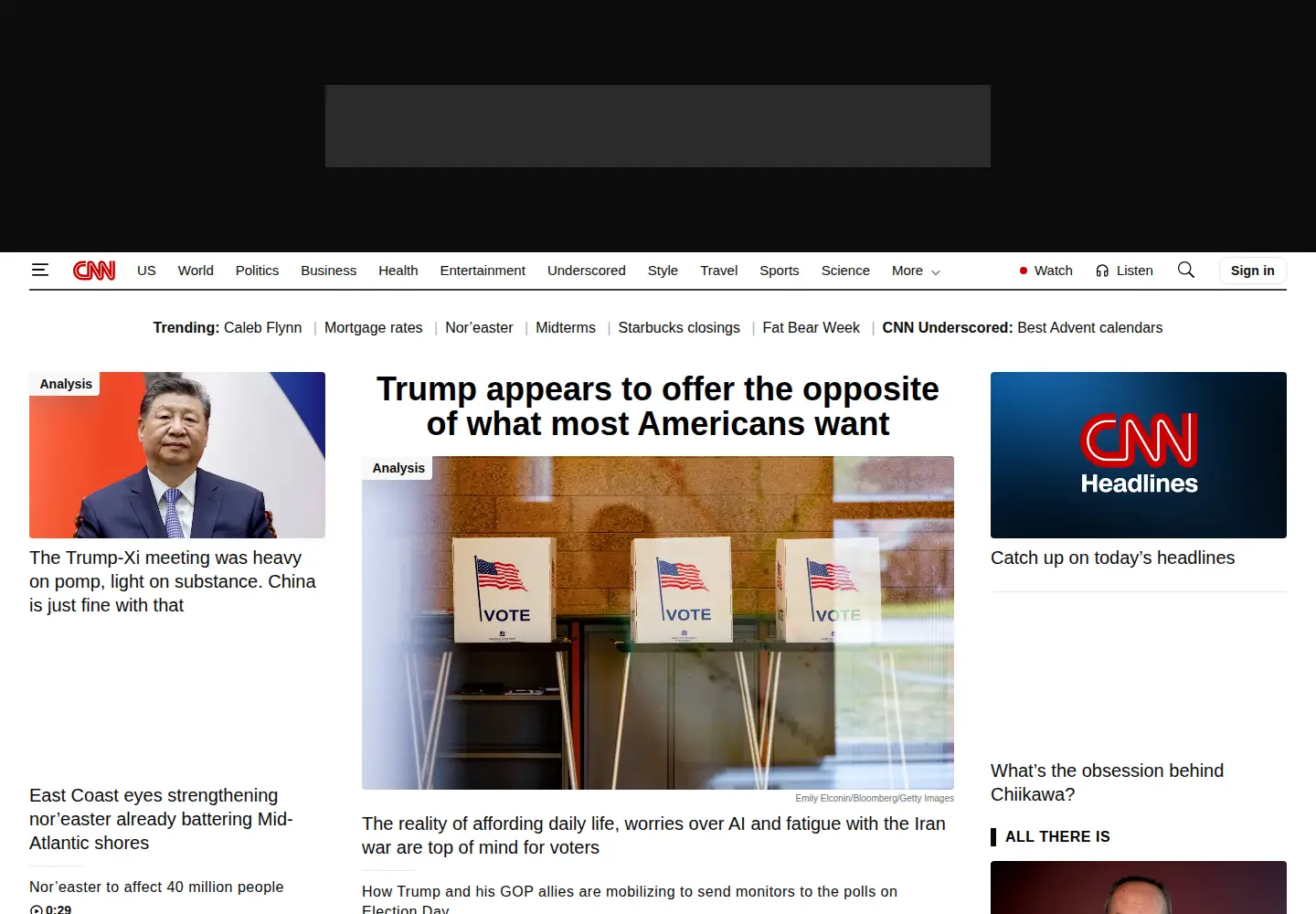Screenshot of cnn.com