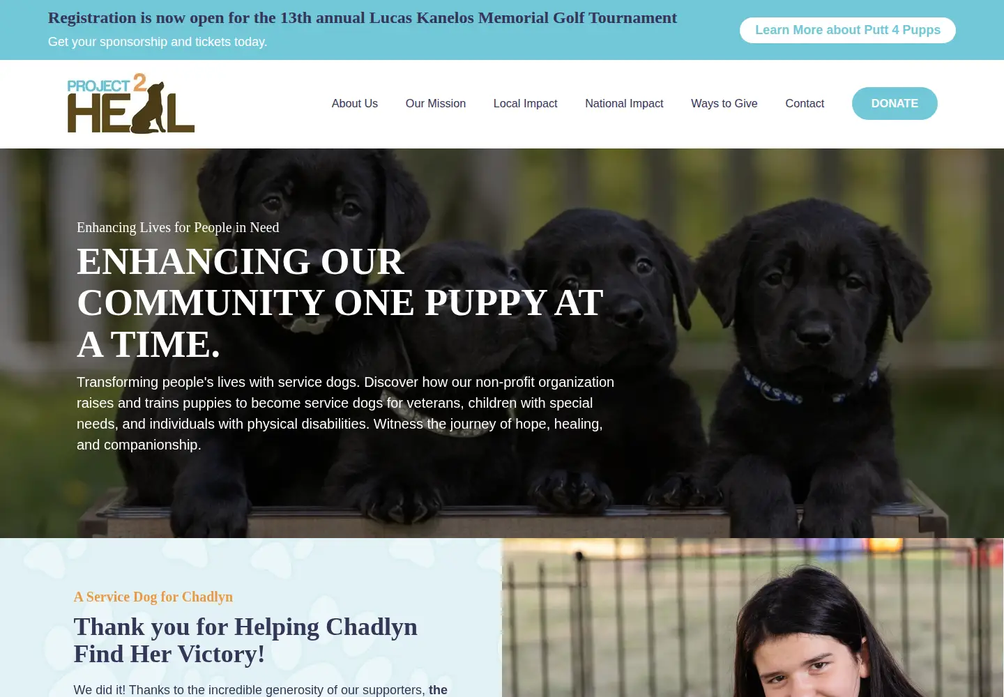 Captured homepage of project2heal.org in the current scan