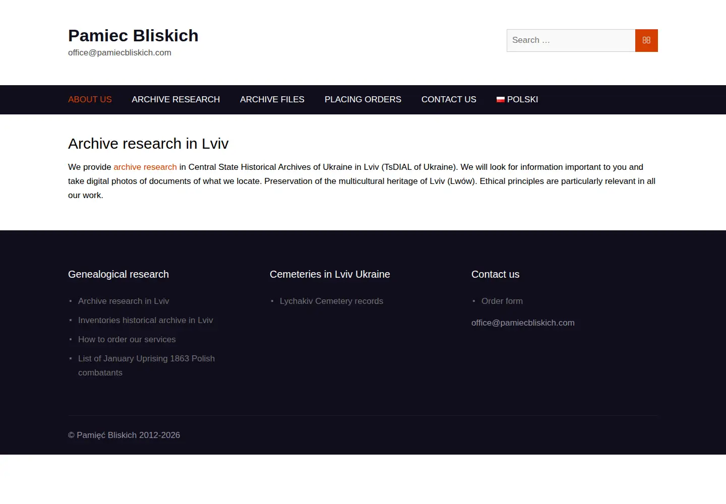 Screenshot of pamiecbliskich.com