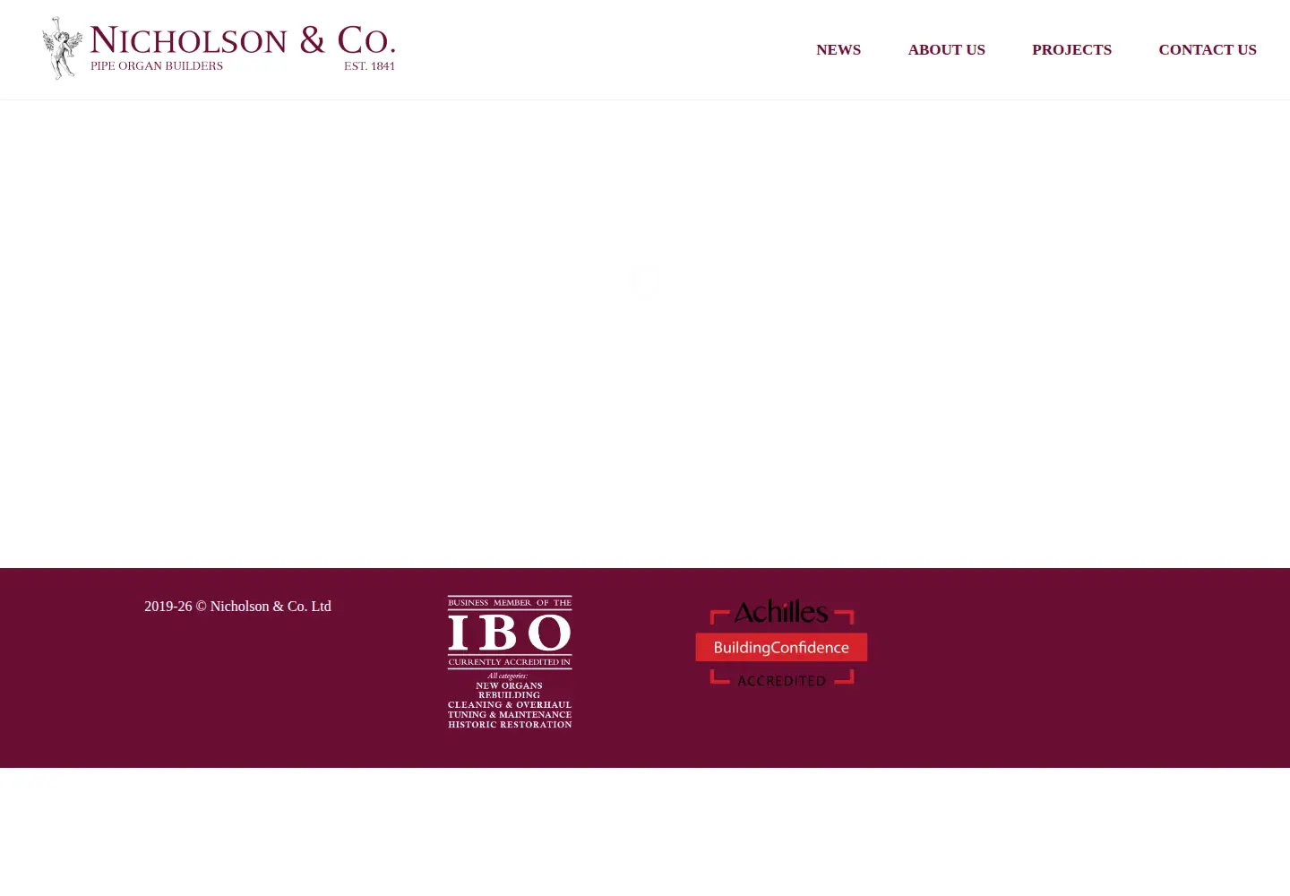 Screenshot of nicholsonorgans.co.uk