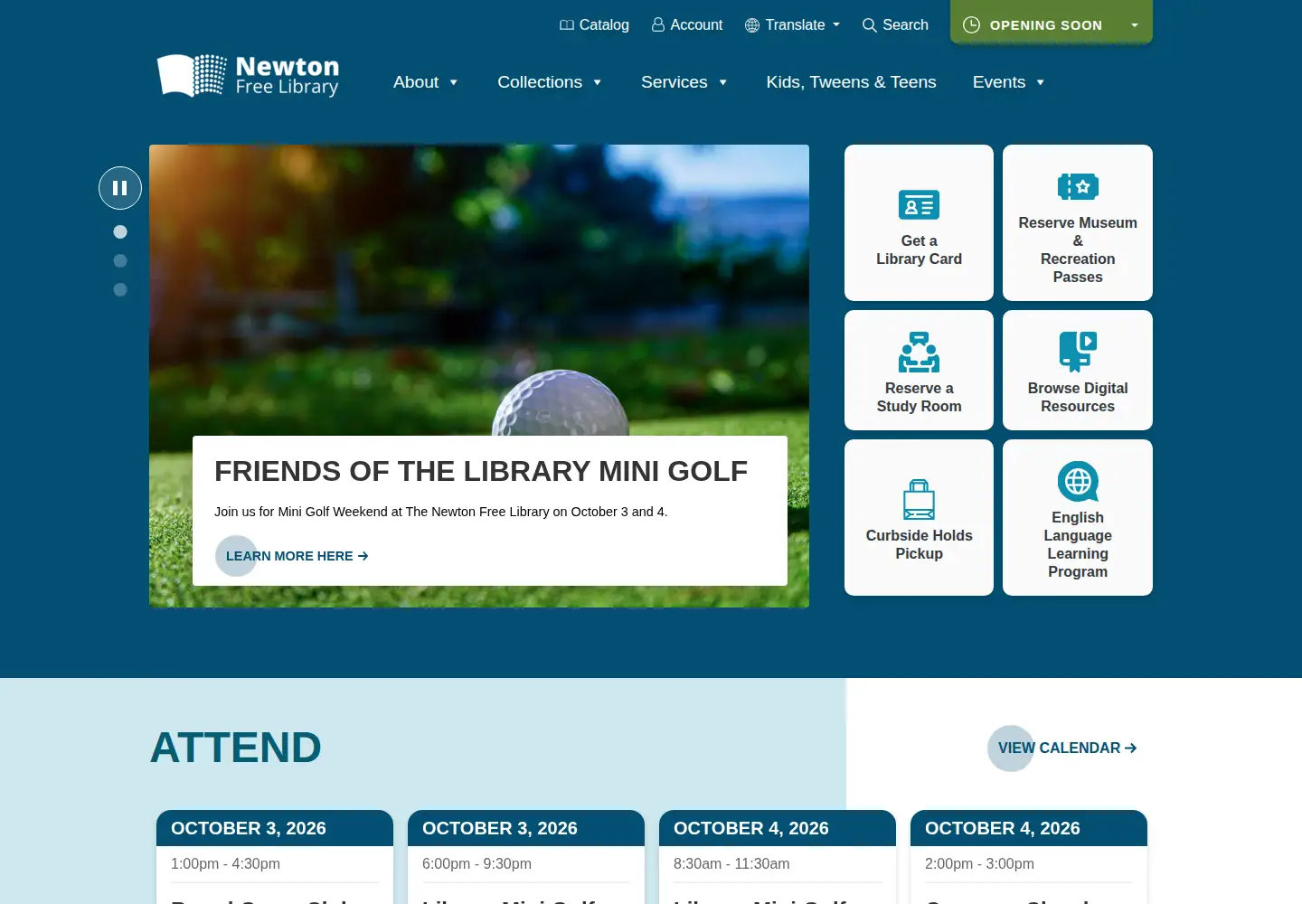 Screenshot of newtonfreelibrary.net