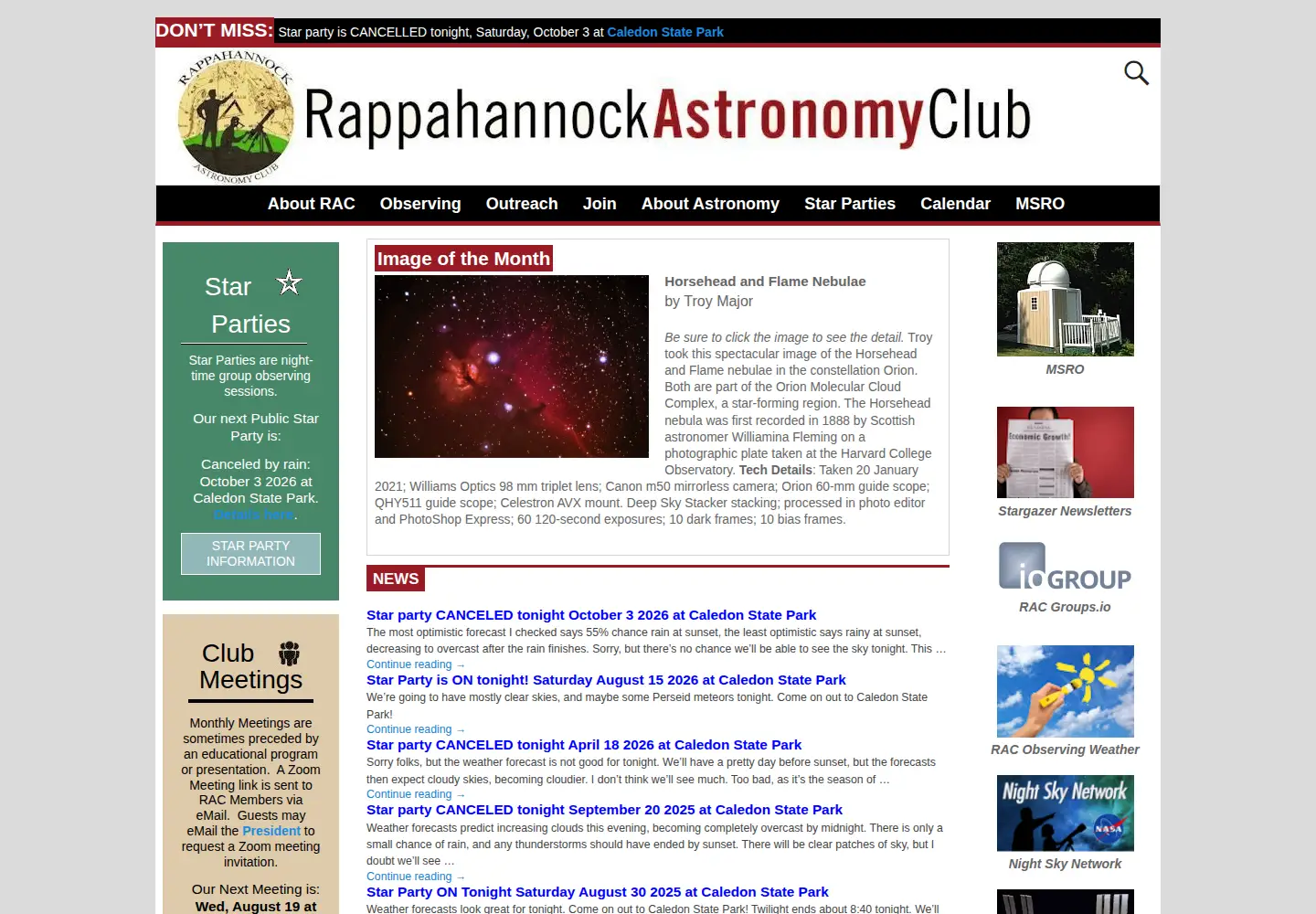 Screenshot of raclub.org