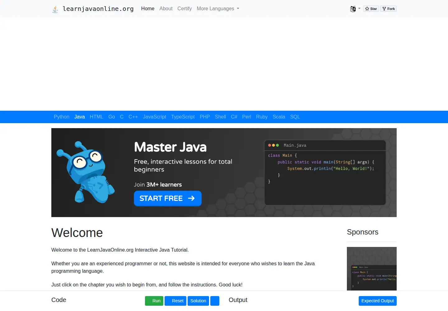 Screenshot of learnjavaonline.org
