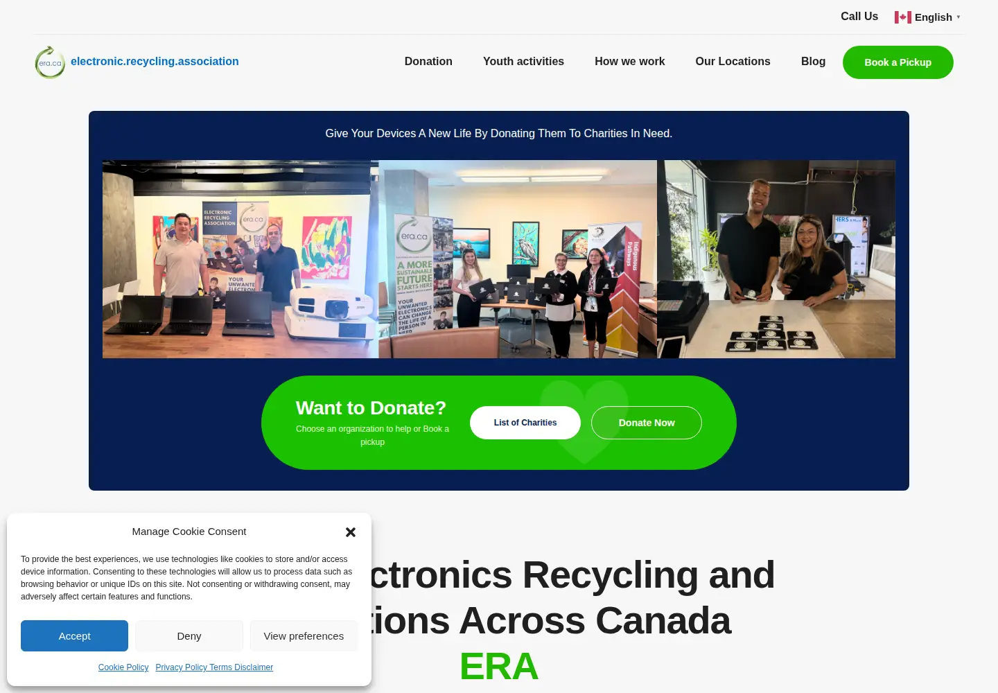 Captured homepage of era.ca in the current scan