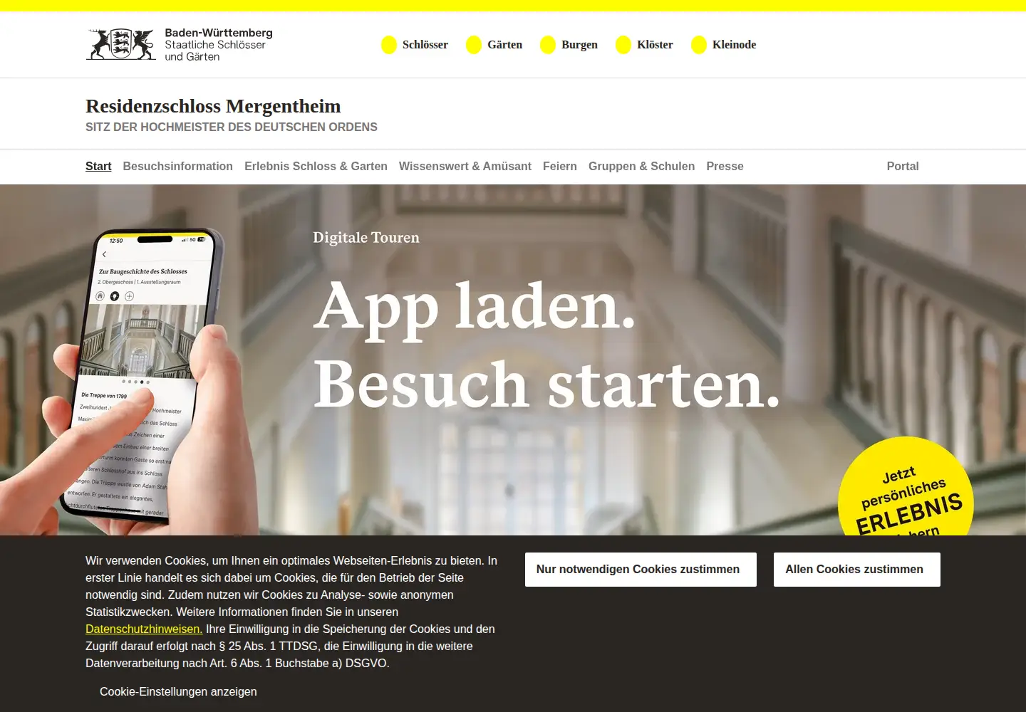 Screenshot of schloss-mergentheim.de
