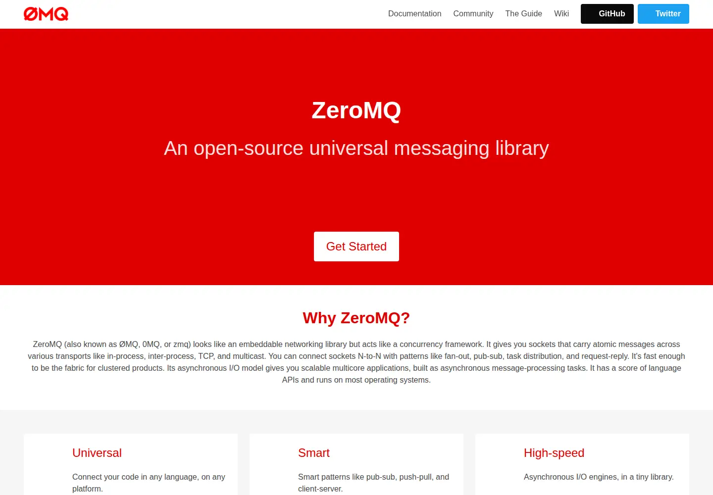 Captured homepage of zeromq.org in the current scan