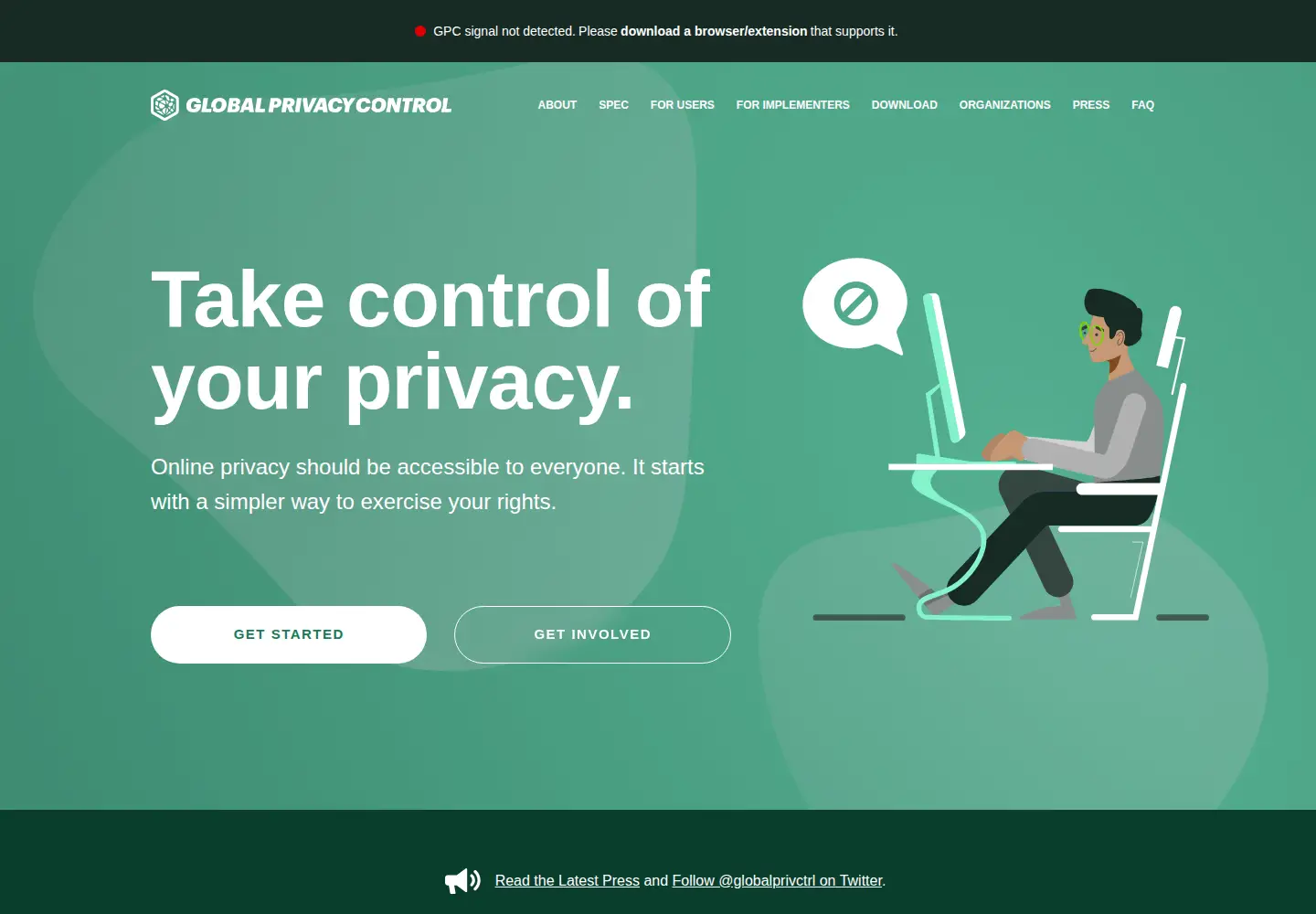 Screenshot of globalprivacycontrol.org