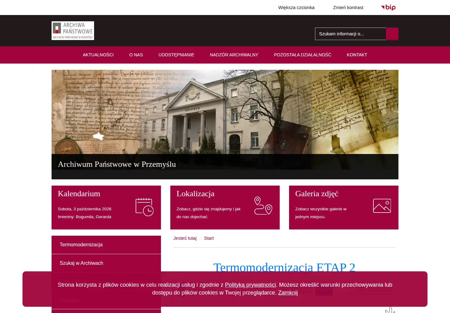 Captured homepage of przemysl.ap.gov.pl in the current scan