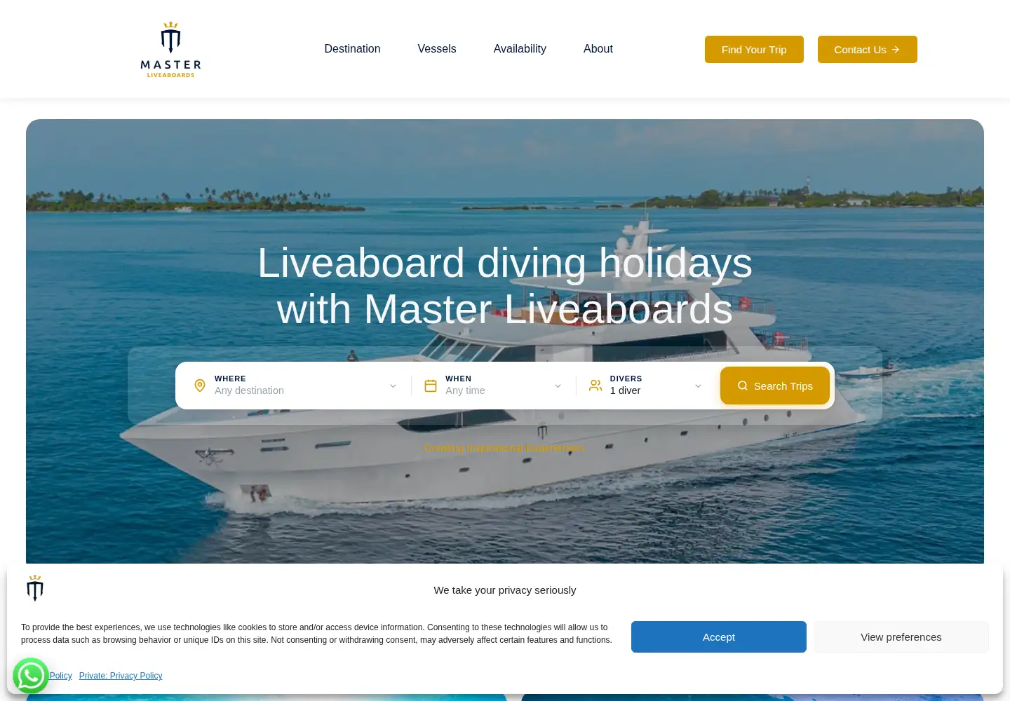 Screenshot of masterliveaboards.com