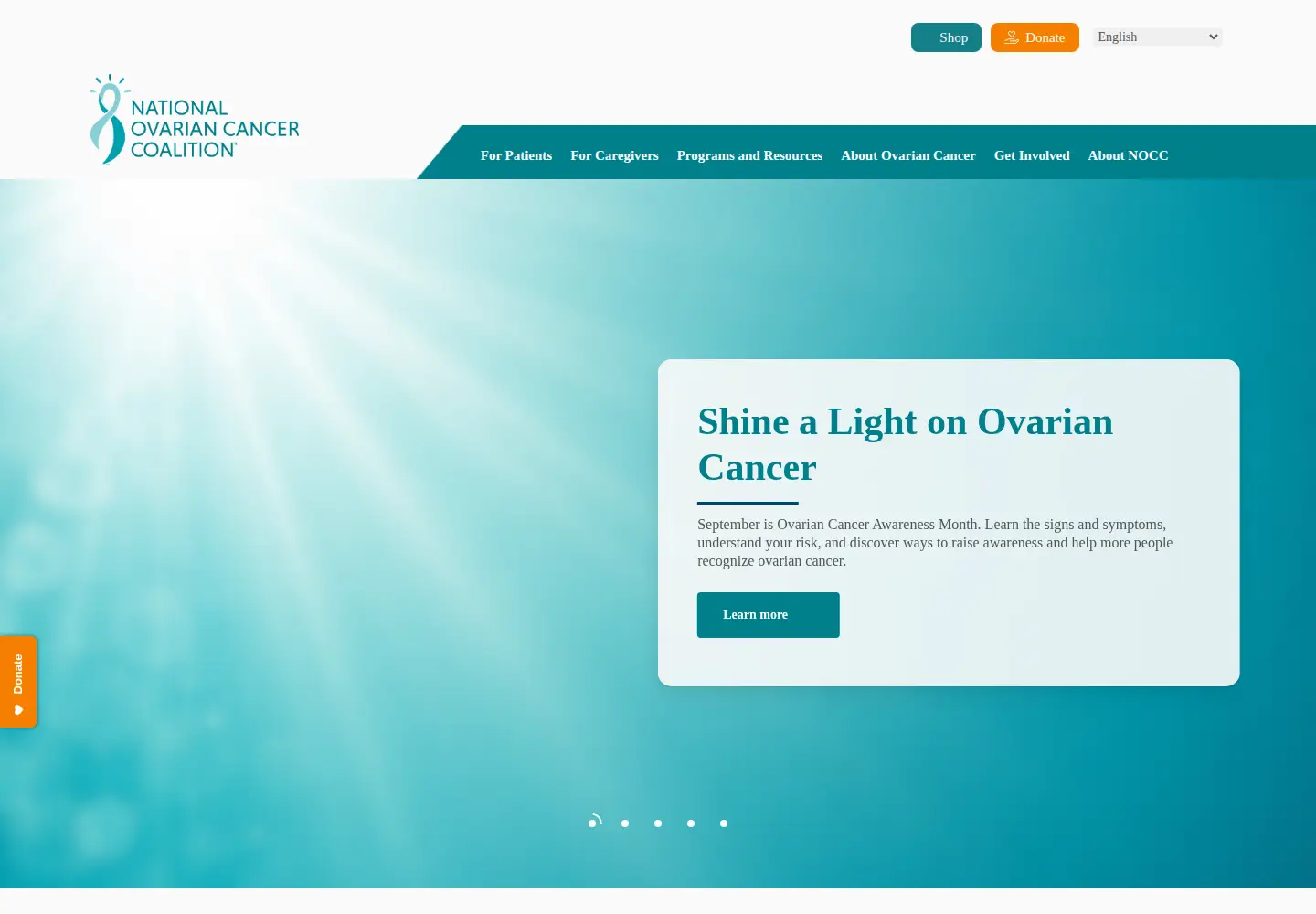 Screenshot of ovarian.org