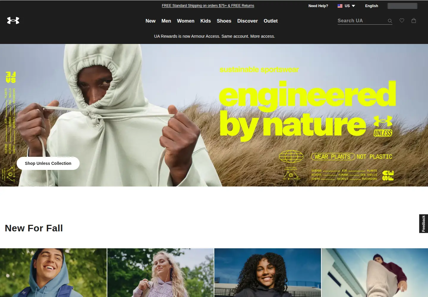 Screenshot of underarmour.com