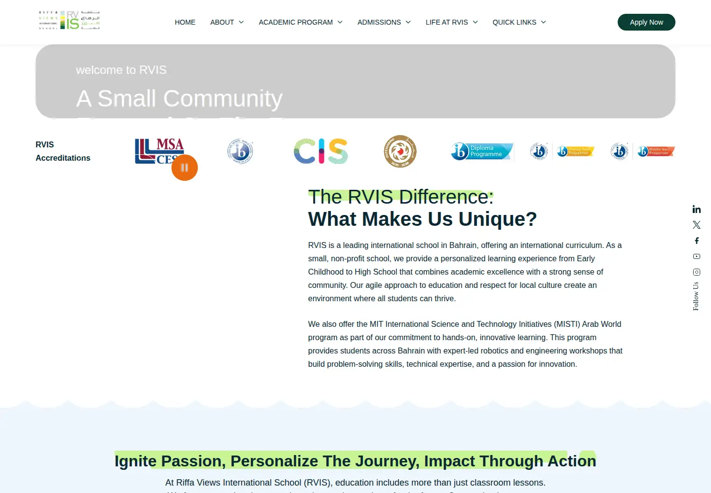 Screenshot of rvis.edu.bh