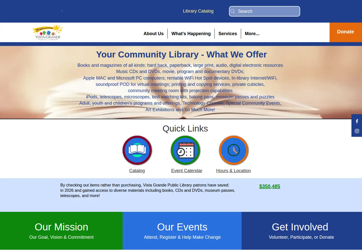 Captured homepage of vglibrary.org in the current scan