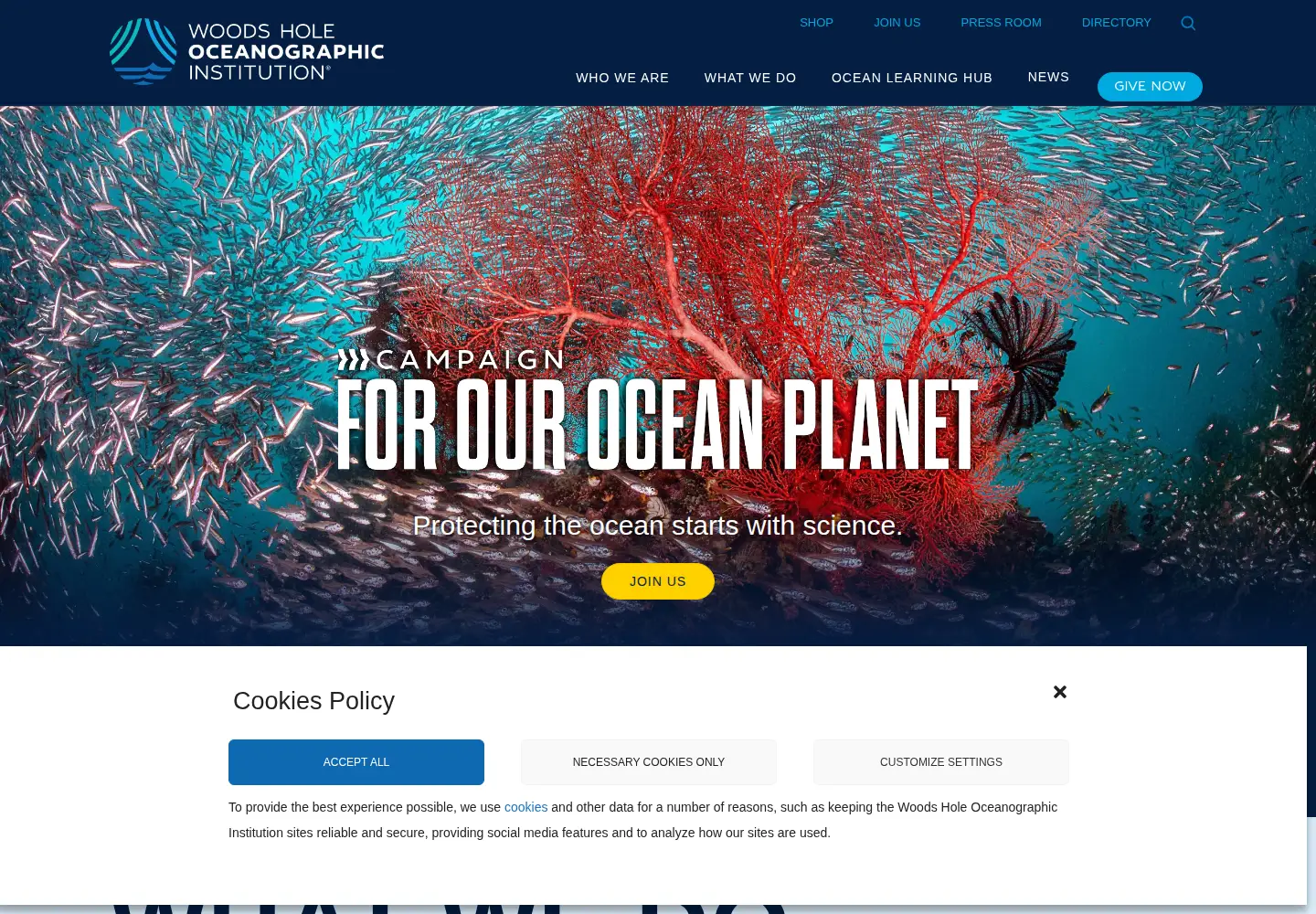 Screenshot of whoi.edu